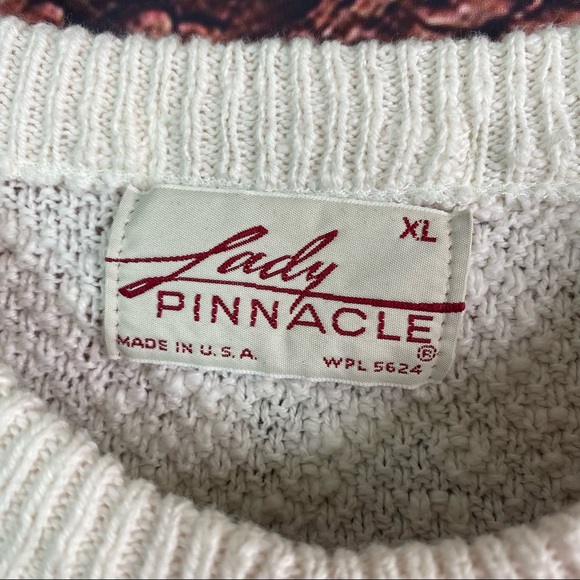 Vintage 80’s Short Sleeve White Sweater Rainbow Beads Lg - Picture 4 of 6